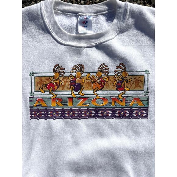 Arizona Santa Fe Tribal Dancer crewneck white sweatshirt Large - Picture 1 of 5